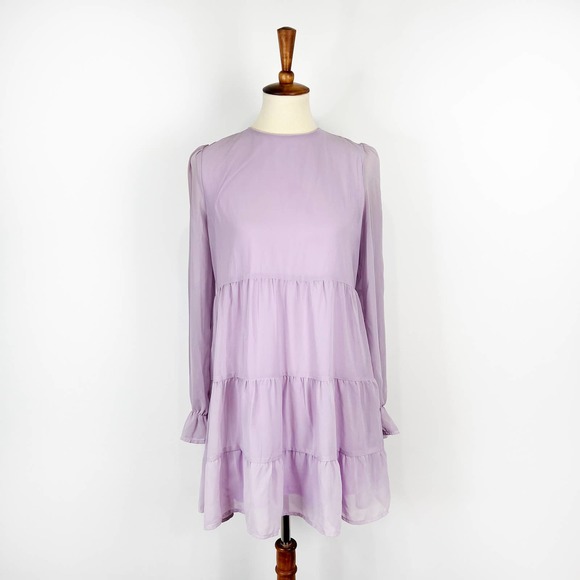 Altar'd State lavender purple long sleeve chiffon dress size Medium - Picture 1 of 7